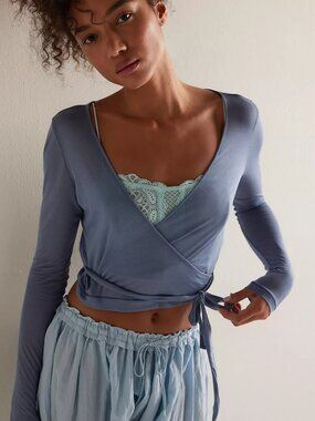 Free People On Air Wrap Cardi Flint Stone Gray NWT Ballet Tie Cardigan